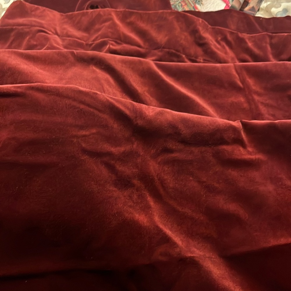 Pottery Barn velvet drapes.